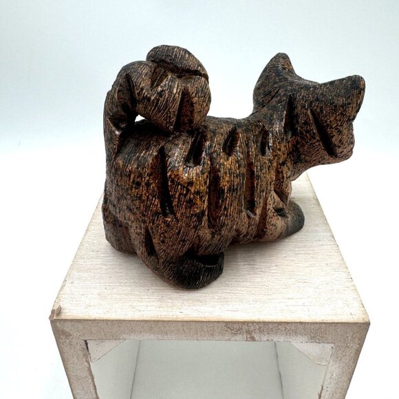Artesania Rinconada brown tabby cat figurine Uruguay art pottery brown white - Picture 4 of 13